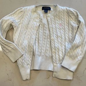 Girls 2T polo white cardigan